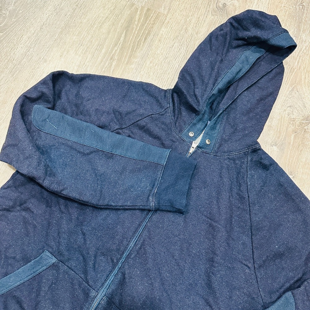 Club Monaco Sweater Mens XL Genuine Indigo Full Zip Hoodie Blue Raglan Sweater